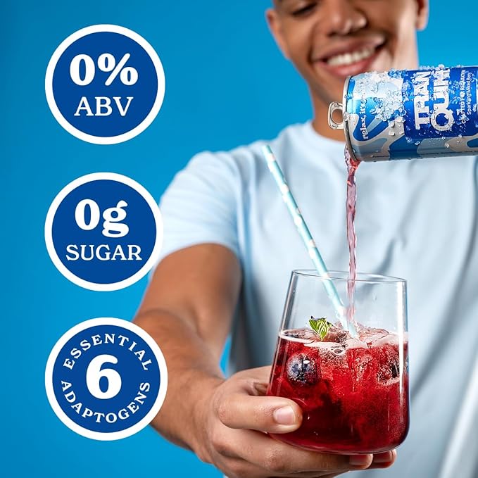 Tranquini Calming Drink With Herbal Adaptogens | Sparkling Water Stress Relief Beverage | Sugar Free, Non Alcoholic, Gluten Free, Vegan - 250ml Mixed Berry (12 cans)
