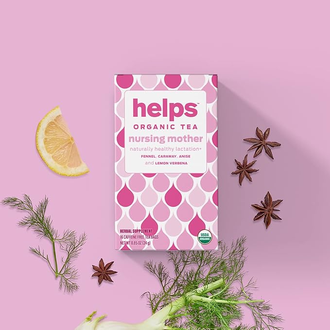 HELPS TEAS | Helps Nursing Mother Tea | Organic herbal blend of fennel, caraway, anise and lemon verbena that will help you during your breastfeeding period | 16 Tea Bags |