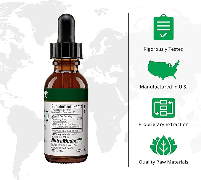 NutraMedix Sealantro - Body Detox Drops & Antioxidants Supplement - Chlorella, Pacific Cold-Water Red Seaweed & Cilantro Extract - Herbal Detox Formula (1oz)