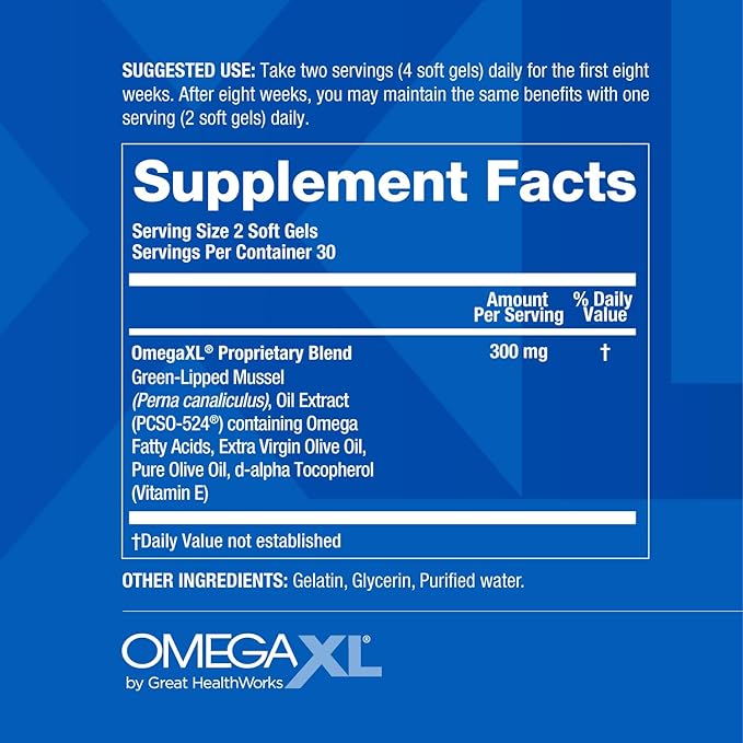 OmegaXL Joint Support Supplement - Natural Muscle Support, Green Lipped Mussel Oil, Soft Gel Pills, Drug-Free, 60 Count + HeartXL 30 Count, High Potency Omega-7 Blend