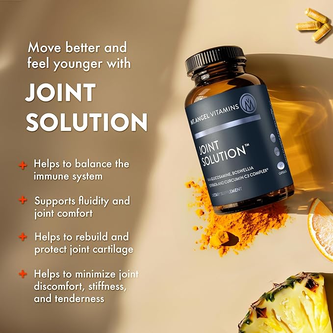 Mt. Angel Vitamins - Joint Solution - Curcumin C3 Complex, Turmeric, Tumeric, Turmeric Curcumin, Joint Support Supplement, Tumeric and Ginger, Turmeric Supplement, Glucosamine, Collagen - 60 Caps
