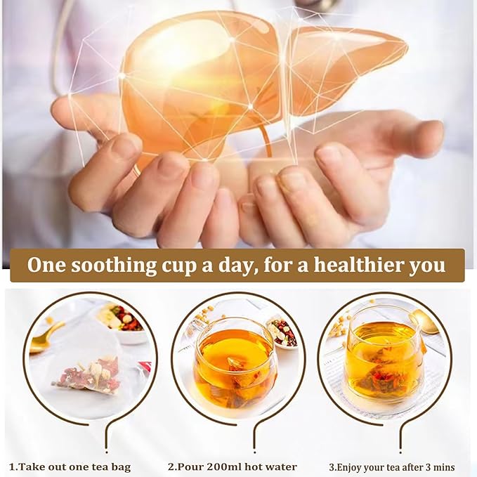 Goji Berry Chrysanthemum Tea for Liver Health, 8 Excellent Natural Herbal Formulas, Dandelion Wolfberry Tea Bags for Liver Detox, Vegan, No Sugar, No Caffeine (1 Box (15 bags*10g)