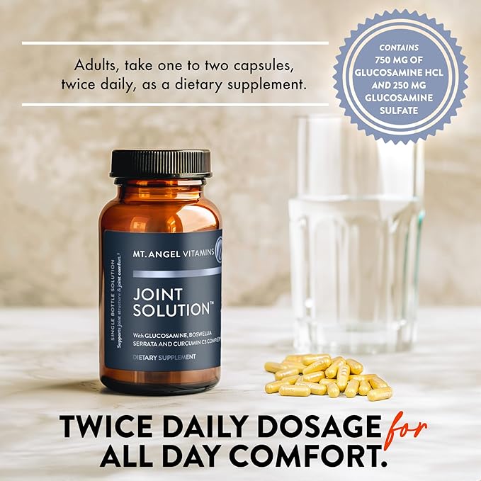 Mt. Angel Vitamins - Joint Solution - Curcumin C3 Complex, Turmeric, Tumeric, Turmeric Curcumin, Joint Support Supplement, Tumeric and Ginger, Turmeric Supplement, Glucosamine, Collagen - 60 Caps
