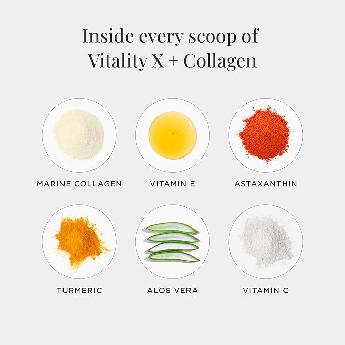 JSHealth Vitamins Vitality X + Collagen - Beauty Powder Supplement with Aloe Vera Silica and Vitamins C & E to Nourish Hair Skin and Nails (180g)