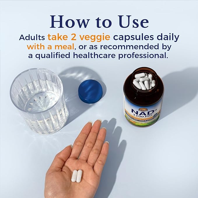Vitalitown NMN Supplement Alternatives, NAD Supplement 1100mg Boosted with Resveratrol & Nicotinamide Riboside - Anti-Aging Cellular Energy, Longevity - Enhanced Absorption Formula - 60 Vegan Capsules