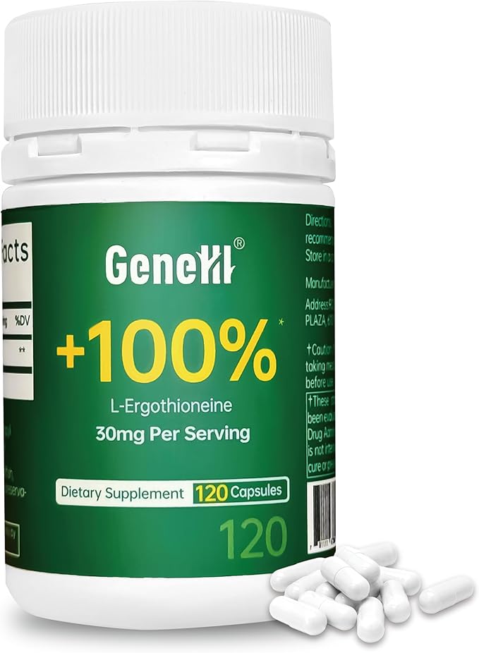 L-Ergothioneine Supplement, 30mg(EGT)/Serving, 6X Ergothioneine Mushroom Extract Supplements Longevity, Immune Support, Heart Health & Brain Supplement, Lab Tested, Made in USA (120 Servings)