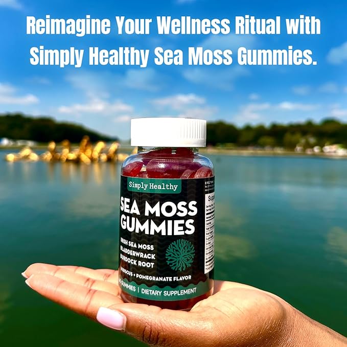 Premium Sea Moss Gummies, Irish Sea Moss Supplement with Bladderwrack and Burdock Root, Vegan Support Detox Gummies, Plant-Based Wellness, for Gut Health, Superfood 60ct