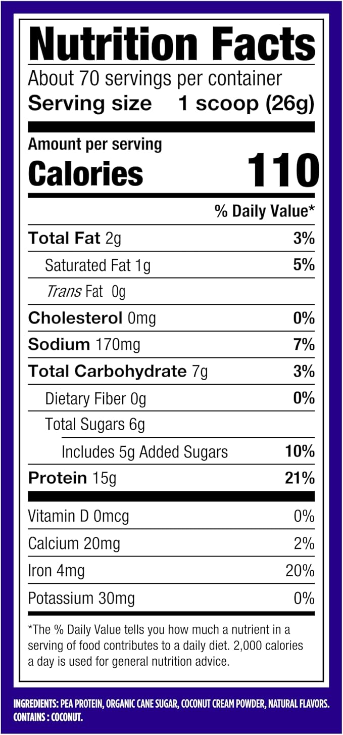 Vega Protein Made Simple Vanilla XL Value Tub (70 Servings) Stevia Free Vegan Protein Powder, Plant Based, Healthy, Gluten Free, Pea Protein for Women and Men, 4.01lbs