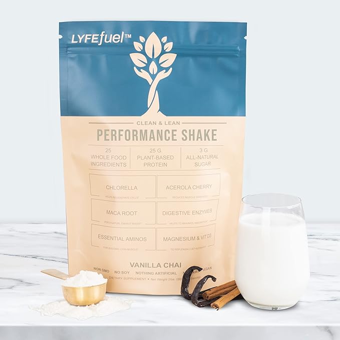 LyfeFuel Vegan Protein Shake Plant-Based Protein Powder with BCAA, Greens & Superfoods for Sports Performance, Recovery & Lean Muscle Building | (Vanilla, 24 Servings)