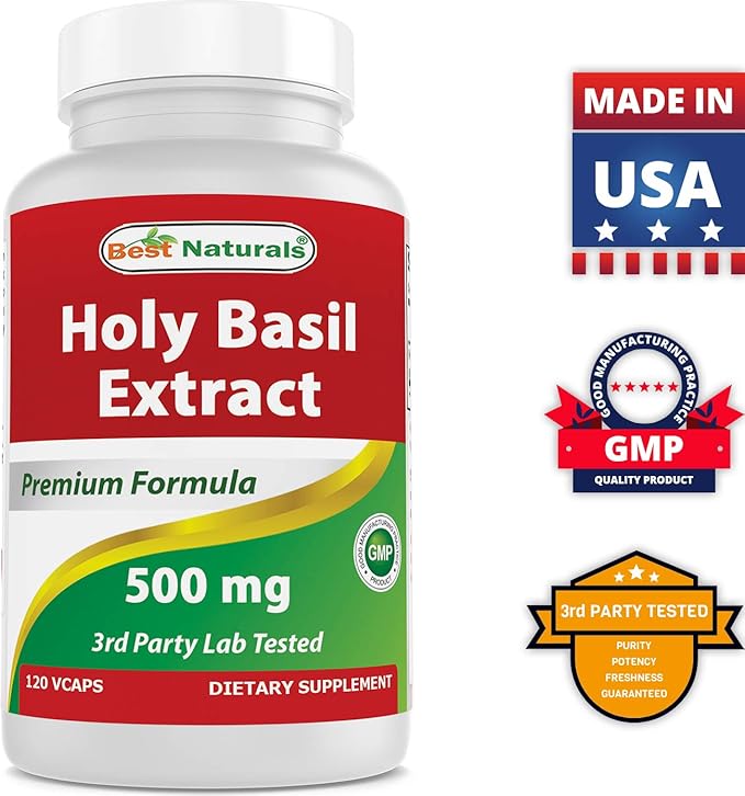 Best Naturals Holy Basil Extract 500 mg 120 VCaps (120 Count (Pack of 2))
