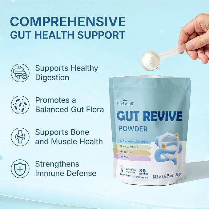 Leaky Gut Powder with L-Glutamine, Prebiotic, Licorice, Slippery Elm Bark for Gut Health & Digestive Health, Super Gut Powder Unflavoured - (30 Servings, 6.30 Oz)