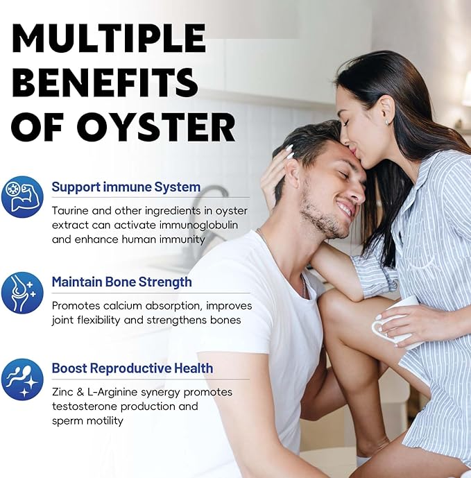 Premium Oyster Supplement - Contains Oyster Powder 100% Natural Oyster Extract, Rich in zinc and Minerals, 500mg, boosts Immunity and Energy, Oyster Supplement for Men and Women, 60 Tablets (OH-ML)