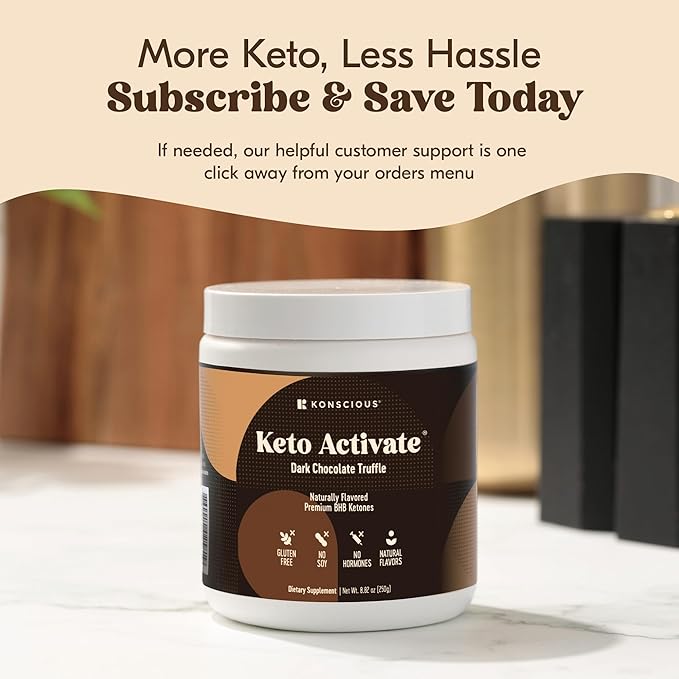 Dark Chocolate Truffle Exogenous Ketones Drink: Pure Keto Shake Powder with Chocolate Ketones | Jumpstart Ketosis & Boost Energy with Natural Ketones Supplements by Konscious Keto