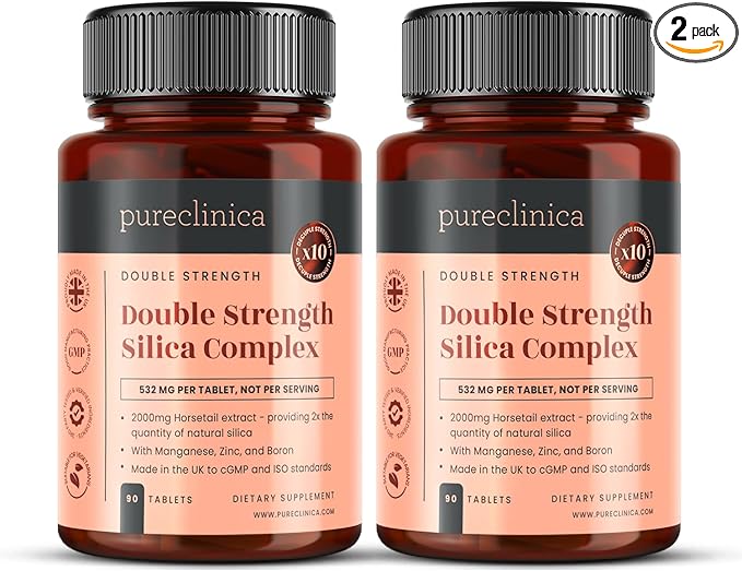 Double Strength Silica Complex – 6 Month Supply! (2000mg Horsetail Extract x 180 Tablets(2 Bottles of 90))