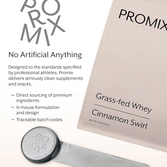 Promix Whey Protein Powder, Cinnamon Swirl - 2.5lb Bulk - Grass-Fed & 100% All Natural - Post Workout Fitness & Nutrition Shakes, Smoothies, Baking & Cooking Recipes - Gluten-Free & Keto-Friendly
