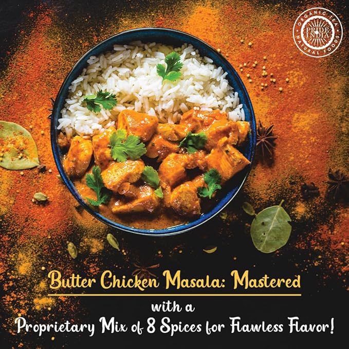 Pride of India | Butter Chicken Kebab Seasoning Marination Spice 1.7 oz (48 gm) Small Dual Sifter Bottle | Gourmet Spice Blend Ideal for Grilling, BBQ & Roasting | Prepare Juicy Kebabs, Chicken, Wraps, Pizza | Vegan, Gluten-Free, Preservatives Free