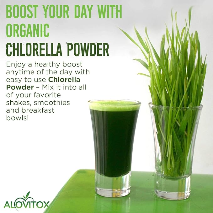 Organic Chlorella Powder 8oz | Nutrient Dense Superfood with Antioxidants, Proteins, Vitamins C, E, B Complex, Enzymes, Chlorophyll, Omegas 3 and More| Organic Raw No Additives or Colors