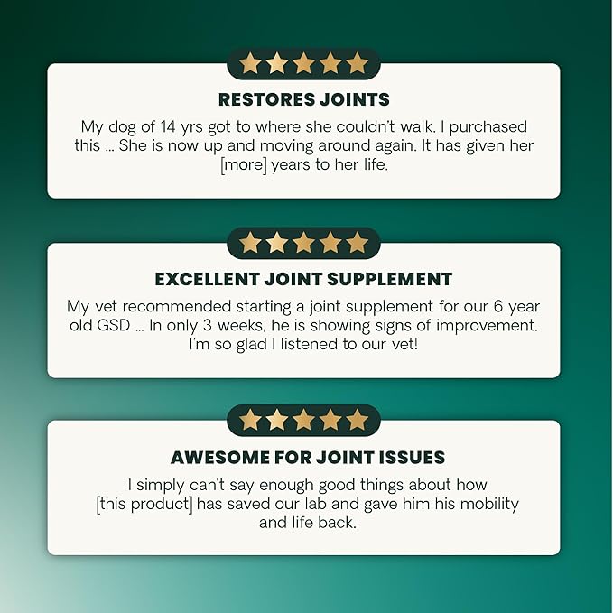 VETRISCIENCE Extra Strength Healthy Hip & Joint Chews, GlycoFlex Glucosamine and Green-Lipped Mussel Joint Support Supplement for Dogs, Promote Mobility & Soothe Joint Discomfort, Chicken, 60 Count