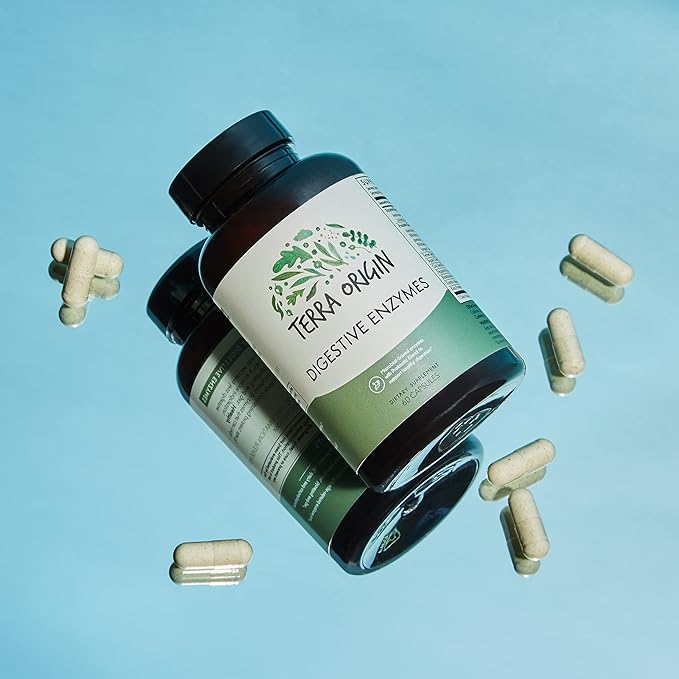 TERRA ORIGIN Digestive Enzymes with Probiotics & Prebiotics | 60 Capsules | Supports Digestive Gut Health | Non GMO, Gluten Free, Vegan | for Women and Men