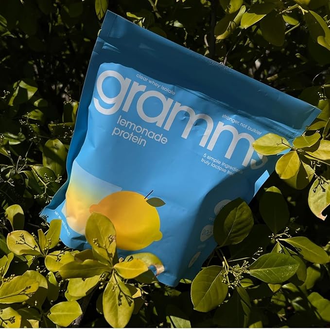 GRAMMS Clear Protein Powder, Lemonade | 20g Protein Grass-Fed Whey Isolate, Zero Sugar, Zero Lactose, Non-Bloating, Non-GMO, Protein for Women (18 Servings)