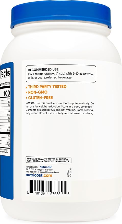 Nutricost Pea Protein Powder (4 LBS) Unflavored - 20g of Vegan Pea Protein Isolate, GMO-Free, Gluten-Free, 71 Servings