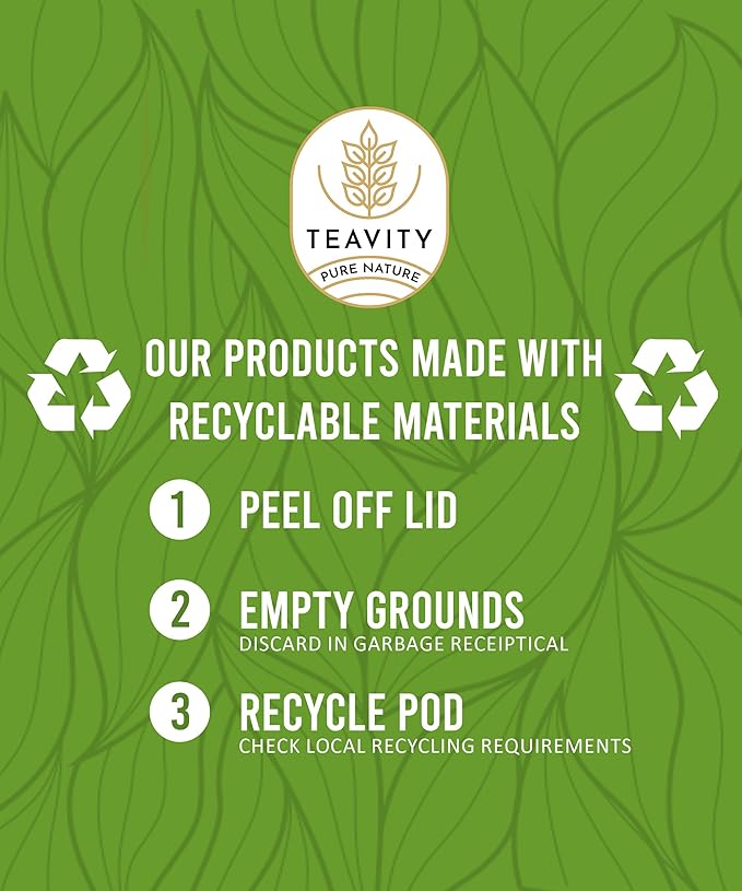 Organic Green Tea Pods for Keurig - Unsweetened Green Tea for K Cup Machines by Teavity (36 Tea Pods)