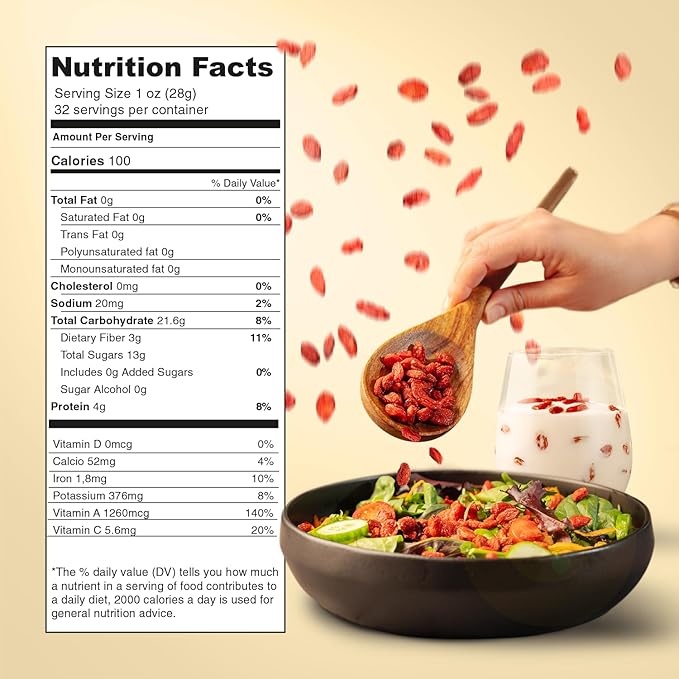 2lbs/32oz Premium Organic, Raw & Dried Goji Berries by Nutrient Elements. USDA Certified. Natural Superfood. Extra Large, Non-GMO Berries with Resealable Bag. Includes Free Recipes E-Book
