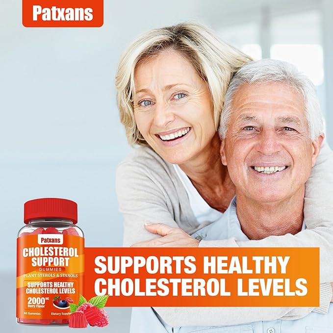 1 Pack Cholesterol Support Gummies, Containing 2000MG of Plant Sterols & Sterols, Cholesterol Complex Gummies, Support Healthy Cholesterol Levels, Energy Support, Mixed Berry Flavor, 60 Counts
