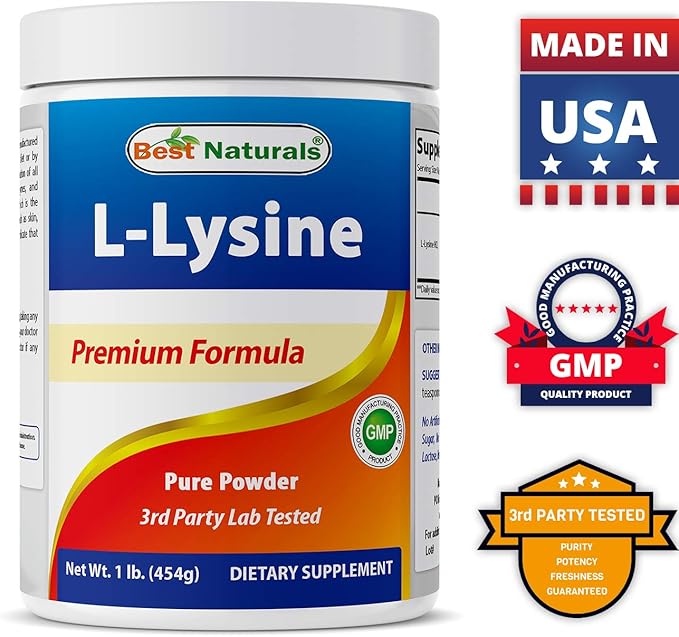 Best Naturals Lysine Powder, 1 Pound - 100% Pure (1 LB (Pack of 3))
