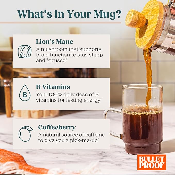Bulletproof The High Achiever Single-Serve Pods, 72 count, Medium-Dark Roast Enhanced Coffee with Lion's Mane Mushroom, B Vitamins, and Adaptogens for Energy and Focus