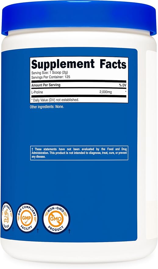 Nutricost L-Proline Powder 250 Grams - 2,000mg Per Serving, Non-GMO
