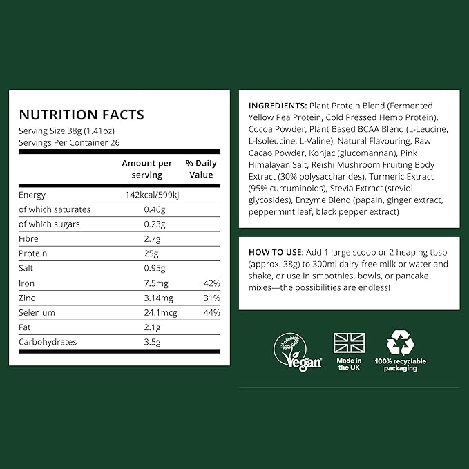 Vivo life Perform Plant Protein Powder - Pea & Hemp Protein Blend with BCAA (9.38 oz, Vanilla)
