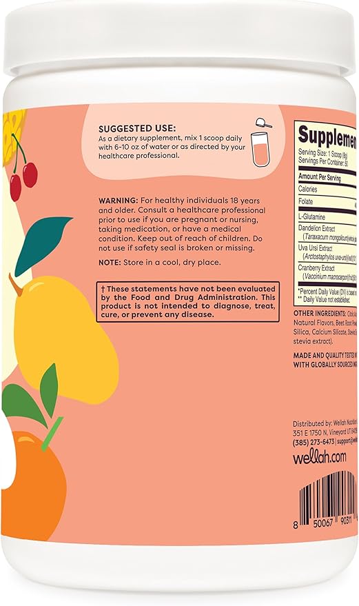 Wellah L-Glutamine Powder Tropical Punch (50 Servings) - 5g L-Glutamine Per Serving, Sweetened with Stevia