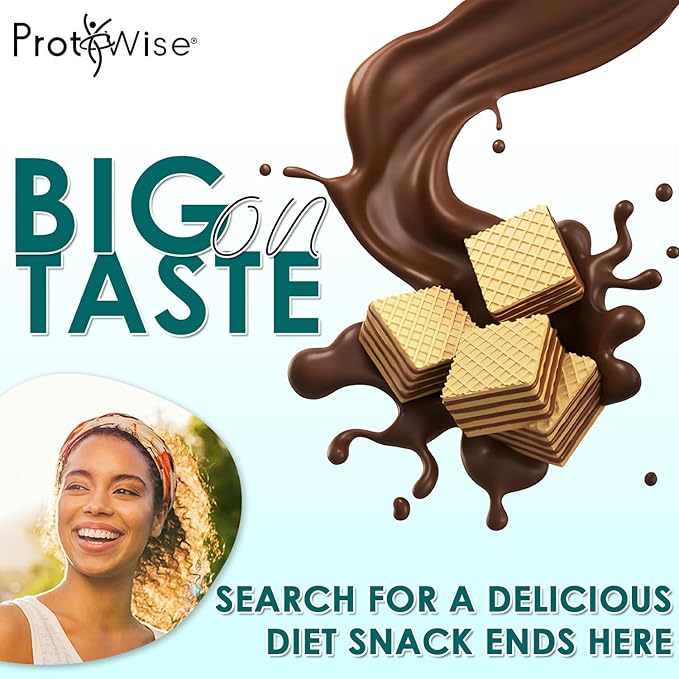 ProtiWise High Protein Wafers | Chocolate | 15g Protein Per Serving, Low Carb, Low Sugar, High Fiber Snack | Gluten-Free, Keto-Friendly for Hunger Control | 5/Box