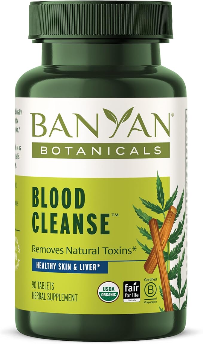 Banyan Botanicals Blood Cleanse Tablets – Organic Clear Skin Supplement with Manjistha & Neem – Blood Cleanser Herbs for Natural Detox & Healthy Skin* – 90 Tablets – Non GMO Sustainably Sourced Vegan