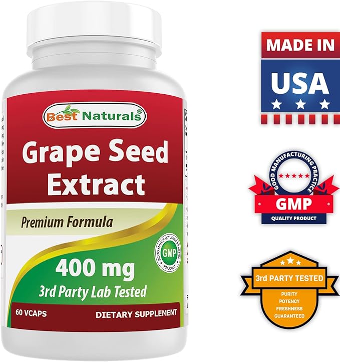 Best Naturals Grape Seed Extract 400 mg 60 Vcaps (60 Count (Pack of 2))