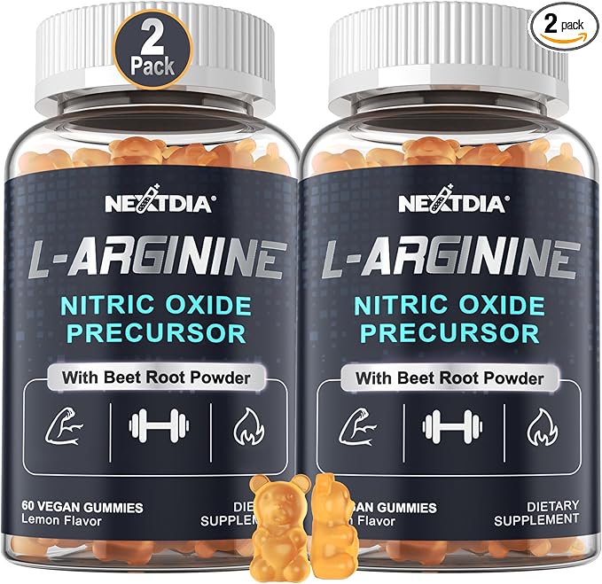 Sugar Free L Arginine Nitric Oxide Gummies 1300mg for Men & Women with L Citrulline, Beet Root, B3 | L Arginine L Citrulline Supplements | Vegan, 120 Counts