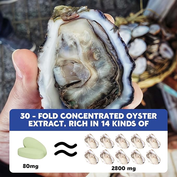 Premium Oyster Supplement - Contains Oyster Powder 100% Natural Oyster Extract, Rich in zinc and Minerals, 500mg, boosts Immunity and Energy, Oyster Supplement for Men and Women, 60 Tablets (OH-ML)