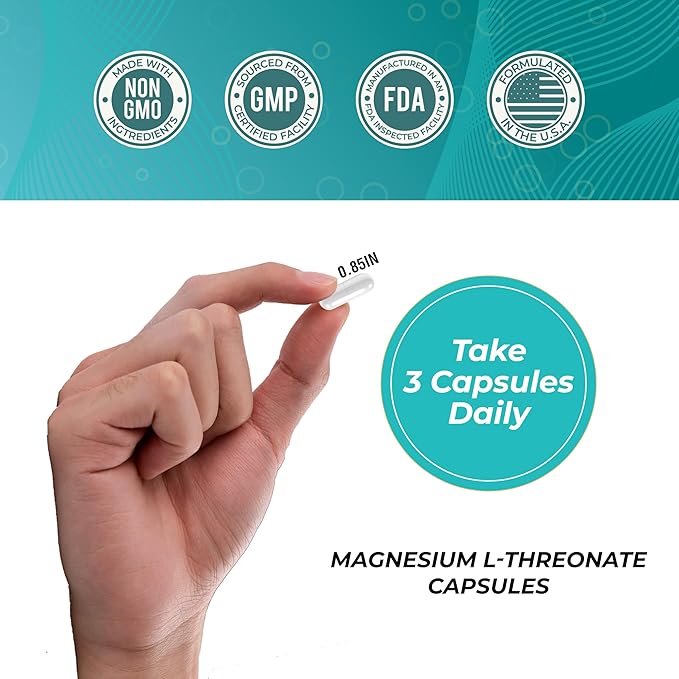 Pure Organic Magnesium L-Threonate 2,000 MG, Bioavailable + High-Absorption + Max Potency & Purity |90 Magnesium Threonate Capsules, 30-Day Supply| Brain Health, Better Sleep, & Cognitive Health
