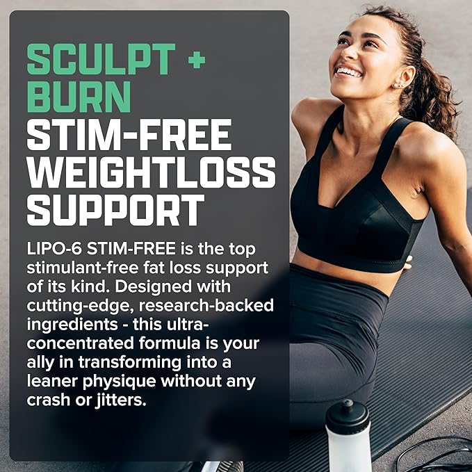 Nutrex Research LIPO SIX Stim-Free Metabolism & Appetite Support Supplement – Reduce Hunger | Non-Stimulant Weight Management Supplement for Women and Men – 60 Servings