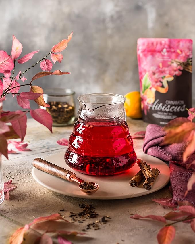 Gardenika Organic Cinnamon Hibiscus Loose Leaf Tea | Natural & Antioxidant Rich | Caffeine-Free | 55+ Cups | USDA Organic & Kosher | 4 oz