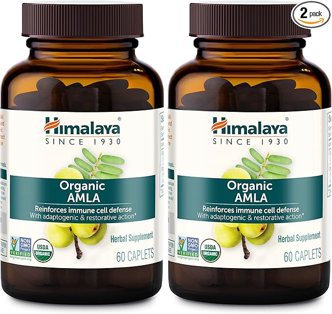 Himalaya Organic Amla/Amalaki for Active Immune Support and Cellular Defense, 600 mg, 60 Caplets, 2 Month Supply, 2 Pack