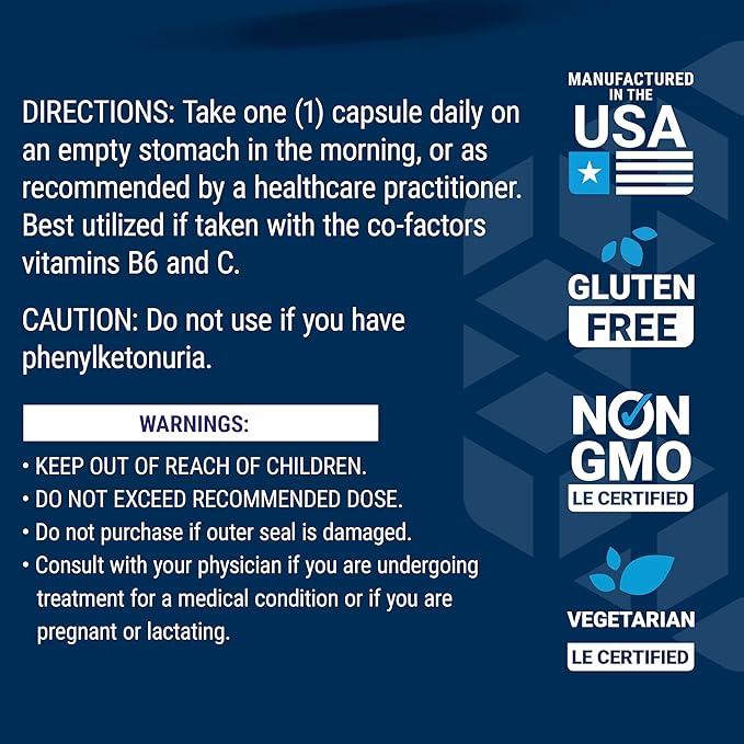 Life Extension D, L-Phenylalanine Capsules, 500 mg – Supports Mood Health, Promotes Neurotransmitter Health – Gluten-Free, Non-GMO, Vegetarian – 100 Capsules