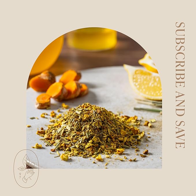 Rishi Tea Turmeric Ginger Herbal Tea - Organic Loose Leaf, Caffeine Free Ayurvedic Digestive Blend with Spicy Ginger & Citrus - 16 Ounces, 55+ Servings