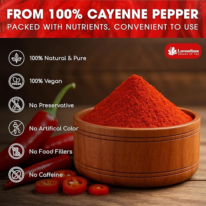 Lavendium, Premium 1.56 lbs Cayenne Pepper Powder– Pure Ground Red Pepper, Bold and Spicy Flavor