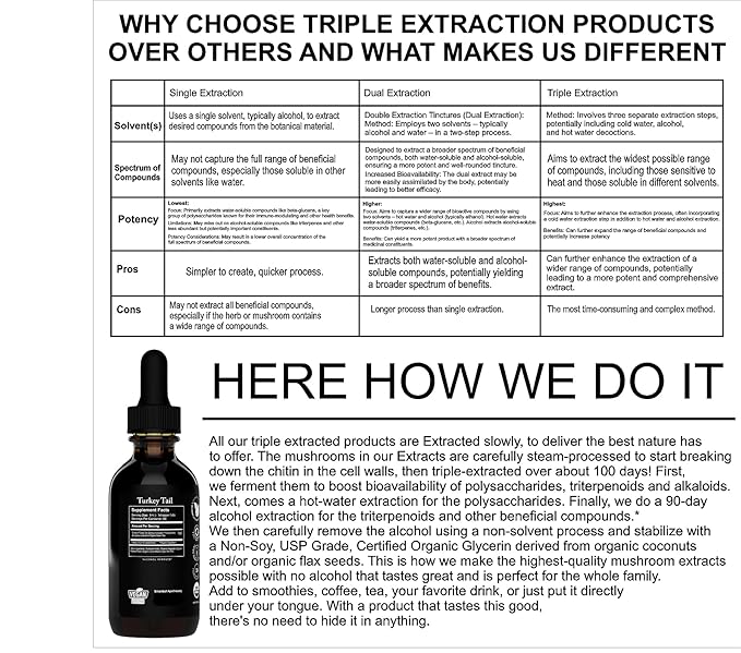 Silverleaf Apothecary Organic Triple-Extracted Turkey Tail Tincture Mushroom Supplement for Immune Support, Gastrointestinal & Gut Microbiome Wellness - 2 Fl Oz (60ml)