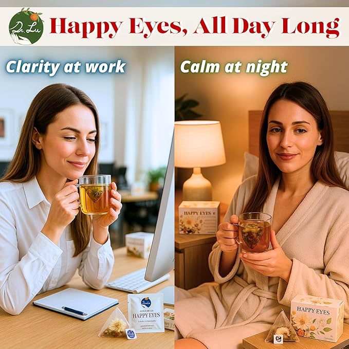 2 Pack of Dr. Lu’s Happy Eyes Tea | 100% Natural Eyebright Tea for Liver Cleanse | Liver Detox tea for Eye Health Made in US