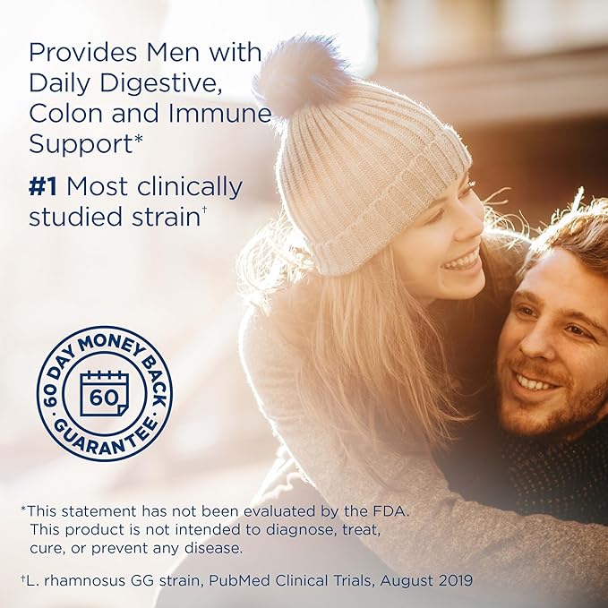 Renew Life Men's Care Probiotic Capsules, Supports Mens Digestive, Colon, Immune and Respiratory Health, L. Rhamnosus GG, Dairy, Soy and gluten-free, 90 Billion CFU, 30 Count