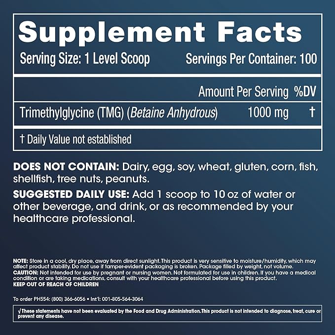 ProHealth Longevity TMG Pro 100 Grams Bulk Powder (Trimethylglycine - Betaine Anhydrous) - Methylation Support