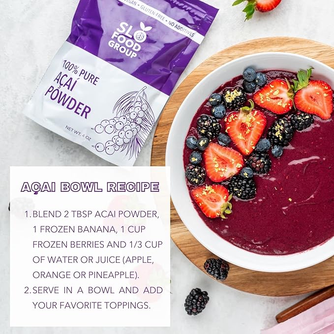 Slofoodgroup Freeze Dried Açaí Powder - Pure Acai Powder from Brazil (3 oz. Açaí), Acai Fruit Powder